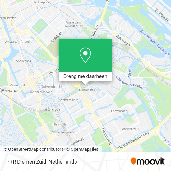 P+R Diemen Zuid kaart