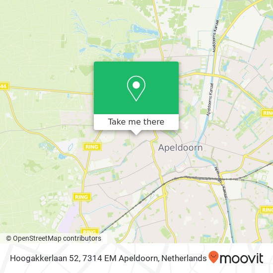 Hoogakkerlaan 52, 7314 EM Apeldoorn kaart