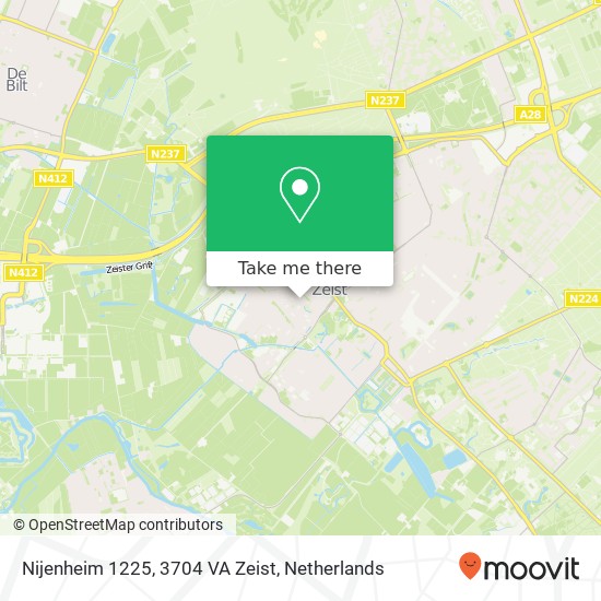 Nijenheim 1225, 3704 VA Zeist kaart