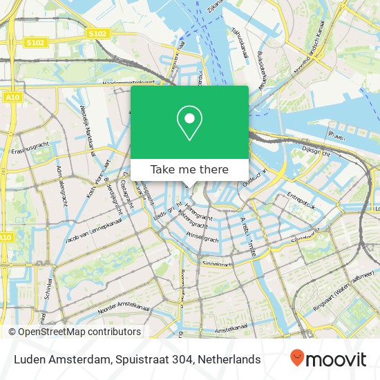 Luden Amsterdam, Spuistraat 304 kaart