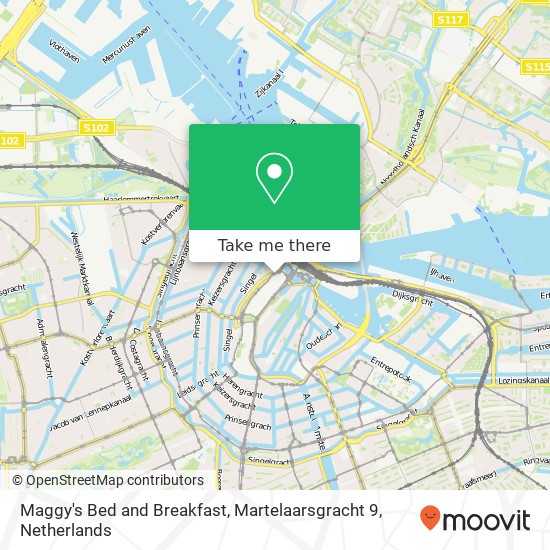 Maggy's Bed and Breakfast, Martelaarsgracht 9 kaart