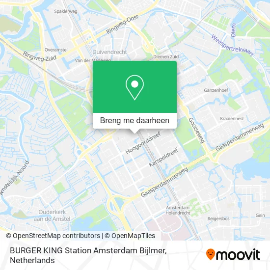 BURGER KING Station Amsterdam Bijlmer kaart