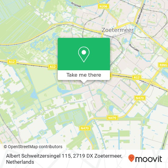 Albert Schweitzersingel 115, 2719 DX Zoetermeer kaart