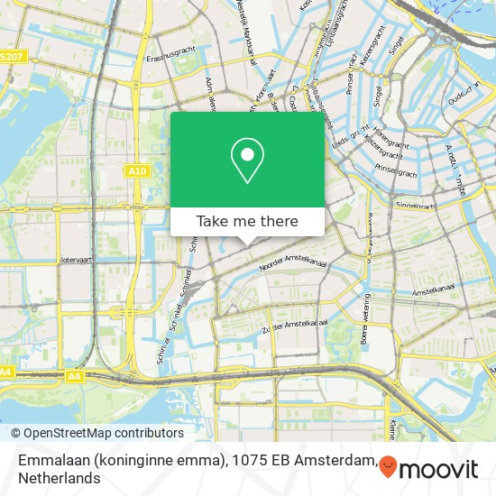 Emmalaan (koninginne emma), 1075 EB Amsterdam kaart