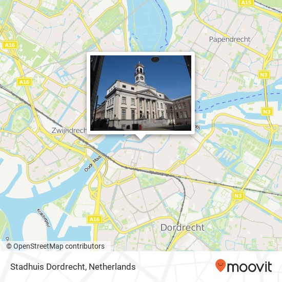 Stadhuis Dordrecht kaart