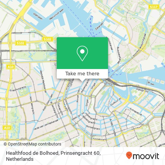 Healthfood de Bolhoed, Prinsengracht 60 kaart