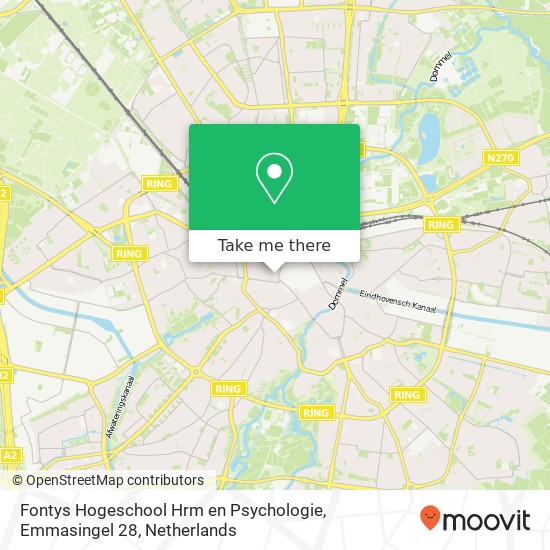 Fontys Hogeschool Hrm en Psychologie, Emmasingel 28 kaart