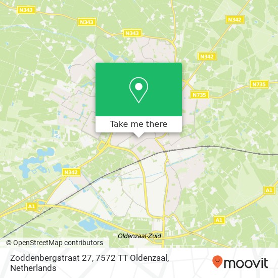 Zoddenbergstraat 27, 7572 TT Oldenzaal kaart