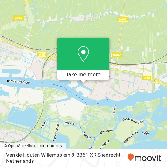 Van de Houten Willemsplein 8, 3361 XR Sliedrecht kaart