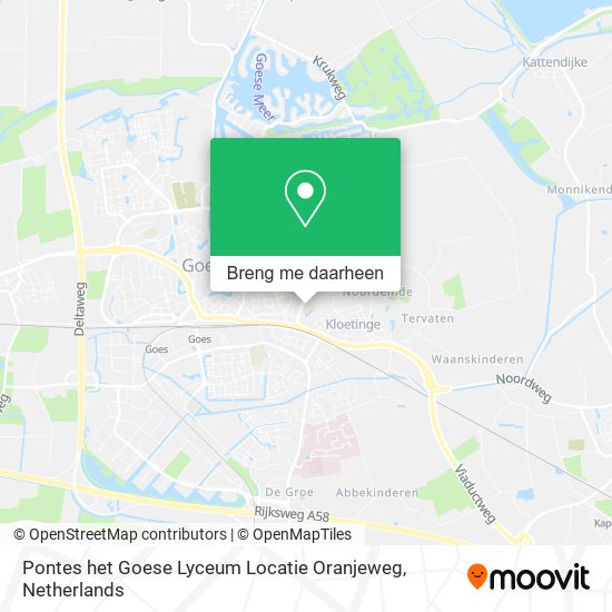 Pontes het Goese Lyceum Locatie Oranjeweg kaart