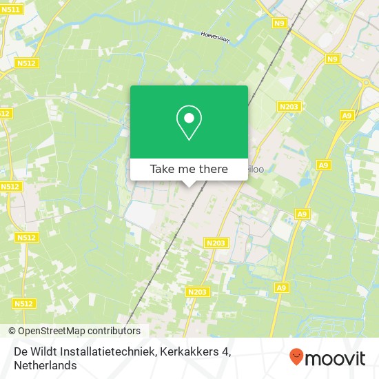 De Wildt Installatietechniek, Kerkakkers 4 kaart