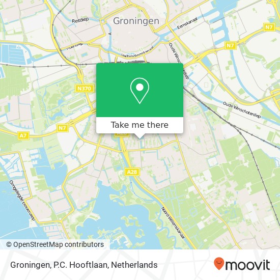 Groningen, P.C. Hooftlaan kaart