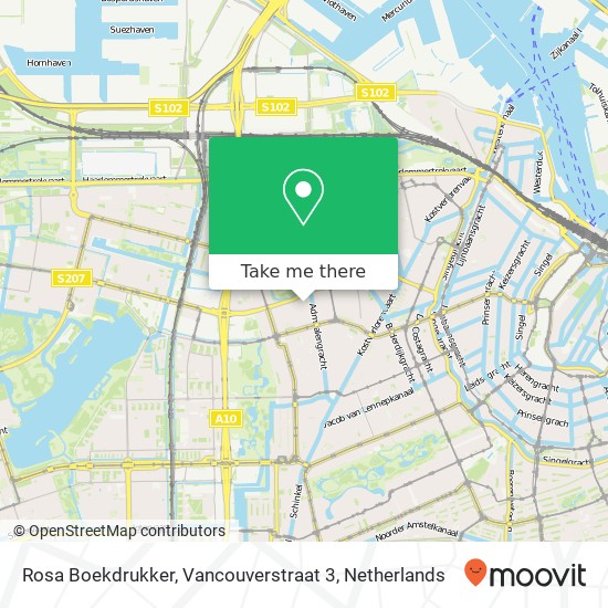 Rosa Boekdrukker, Vancouverstraat 3 kaart