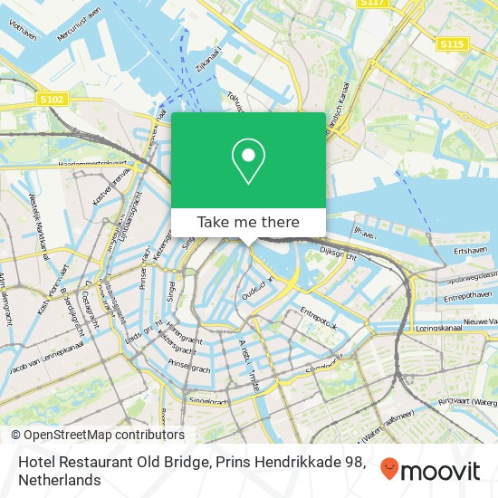Hotel Restaurant Old Bridge, Prins Hendrikkade 98 kaart