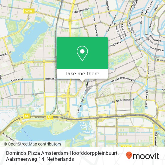 Domino's Pizza Amsterdam-Hoofddorppleinbuurt, Aalsmeerweg 14 kaart