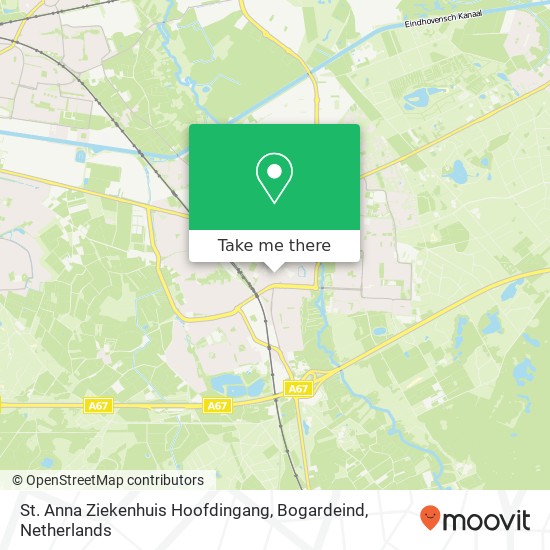 St. Anna Ziekenhuis Hoofdingang, Bogardeind kaart