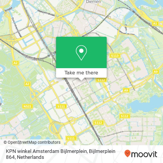 KPN winkel Amsterdam Bijlmerplein, Bijlmerplein 864 kaart