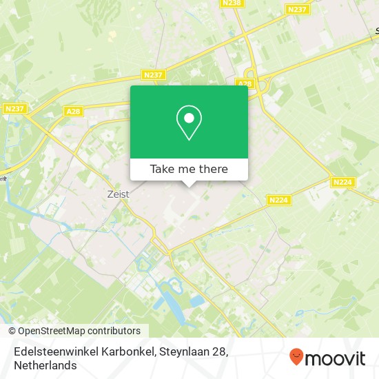 Edelsteenwinkel Karbonkel, Steynlaan 28 kaart