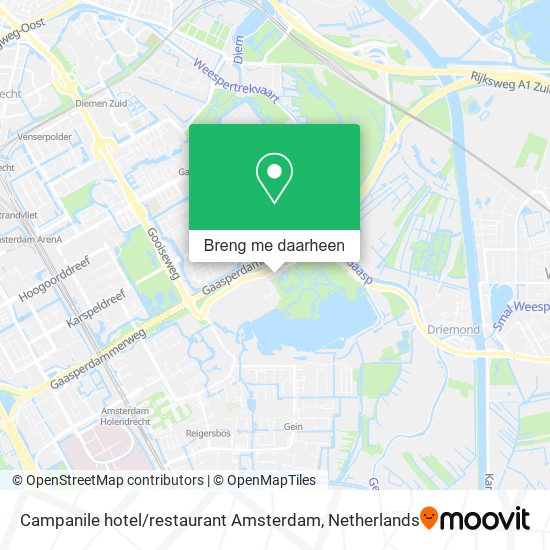 Campanile hotel / restaurant Amsterdam kaart