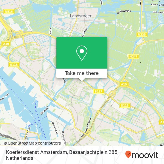 Koeriersdienst Amsterdam, Bezaanjachtplein 285 kaart