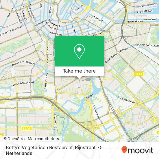 Betty's Vegetarisch Restaurant, Rijnstraat 75 kaart