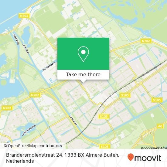 Brandersmolenstraat 24, 1333 BX Almere-Buiten kaart