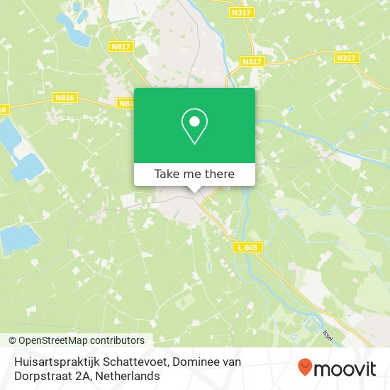 Huisartspraktijk Schattevoet, Dominee van Dorpstraat 2A kaart