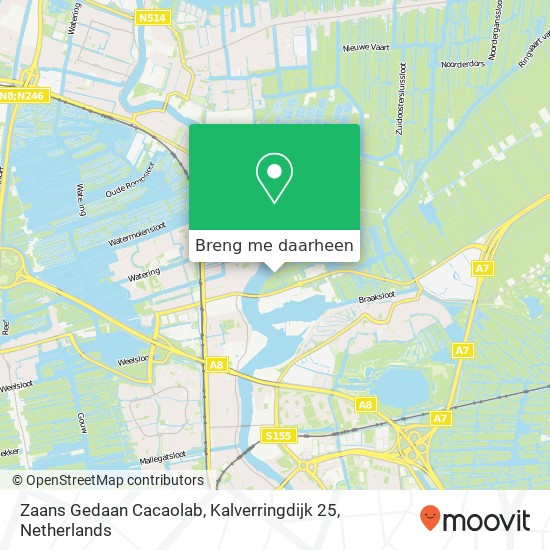 Zaans Gedaan Cacaolab, Kalverringdijk 25 kaart