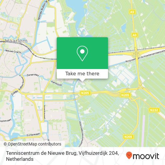 Tenniscentrum de Nieuwe Brug, Vijfhuizerdijk 204 kaart