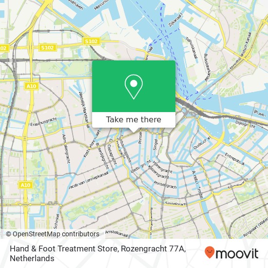 Hand & Foot Treatment Store, Rozengracht 77A kaart