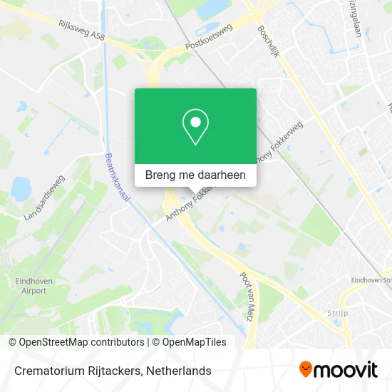 Crematorium Rijtackers kaart