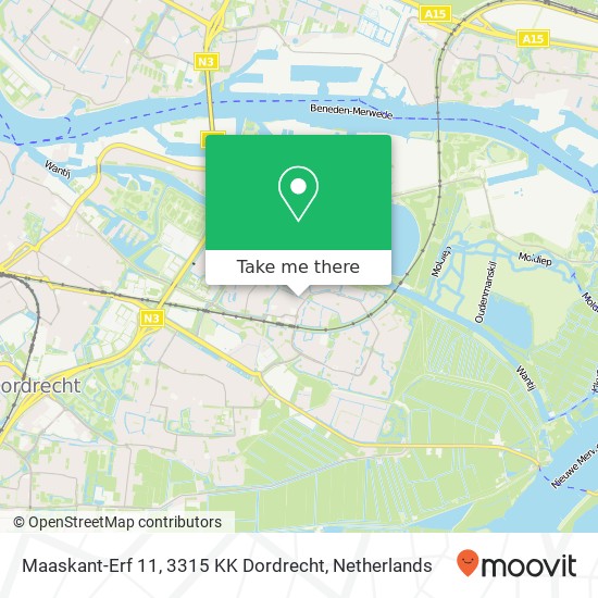 Maaskant-Erf 11, 3315 KK Dordrecht kaart