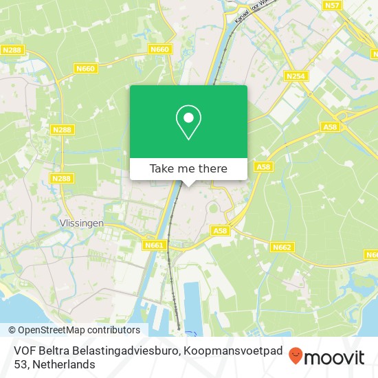 VOF Beltra Belastingadviesburo, Koopmansvoetpad 53 kaart