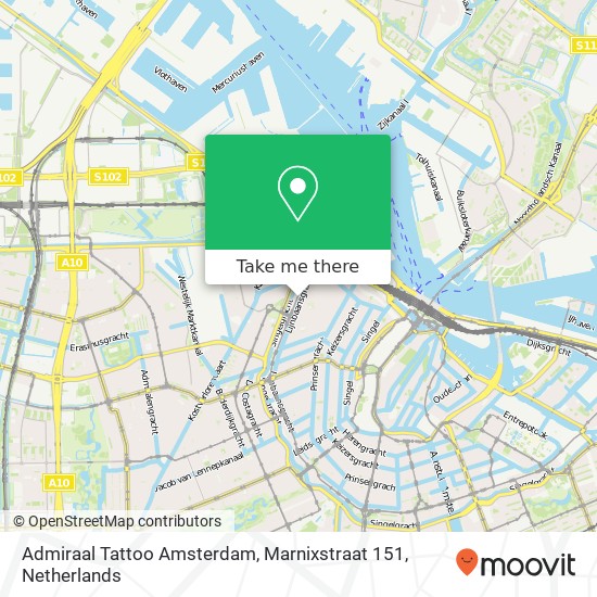 Admiraal Tattoo Amsterdam, Marnixstraat 151 kaart