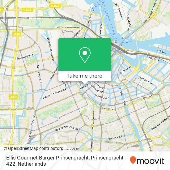 Ellis Gourmet Burger Prinsengracht, Prinsengracht 422 kaart