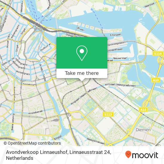 Avondverkoop Linnaeushof, Linnaeusstraat 24 kaart