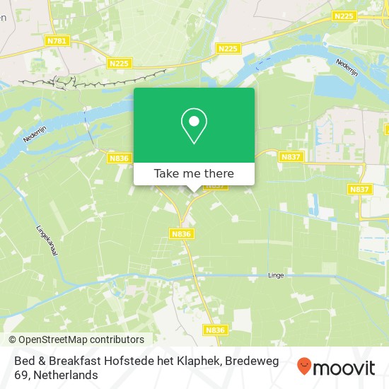 Bed & Breakfast Hofstede het Klaphek, Bredeweg 69 kaart