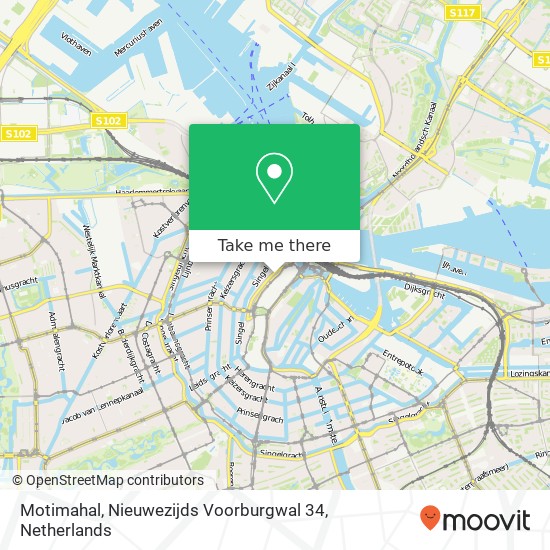 Motimahal, Nieuwezijds Voorburgwal 34 kaart