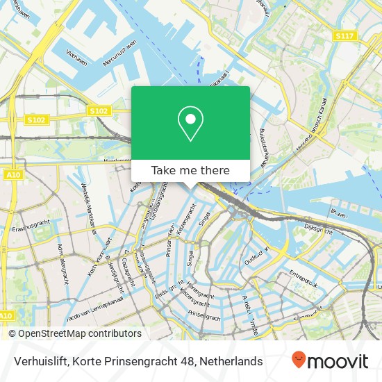 Verhuislift, Korte Prinsengracht 48 kaart