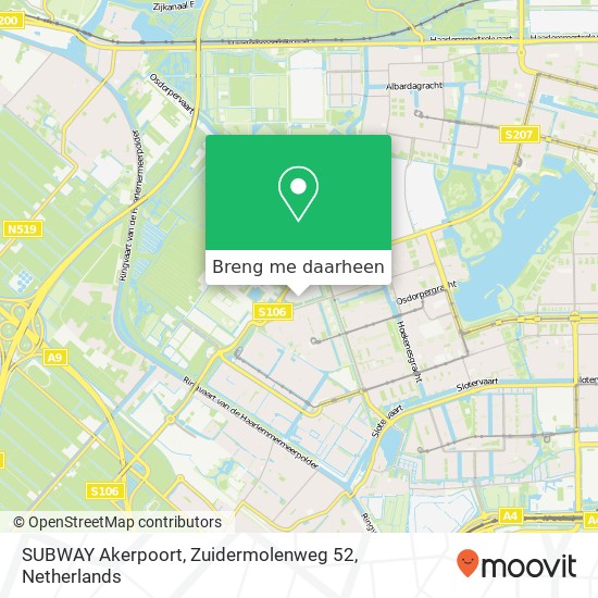 SUBWAY Akerpoort, Zuidermolenweg 52 kaart