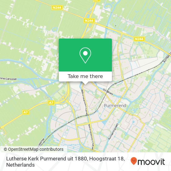 Lutherse Kerk Purmerend uit 1880, Hoogstraat 18 kaart