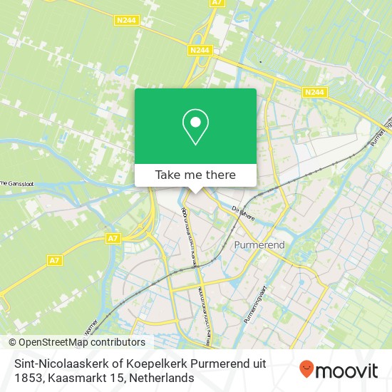 Sint-Nicolaaskerk of Koepelkerk Purmerend uit 1853, Kaasmarkt 15 kaart