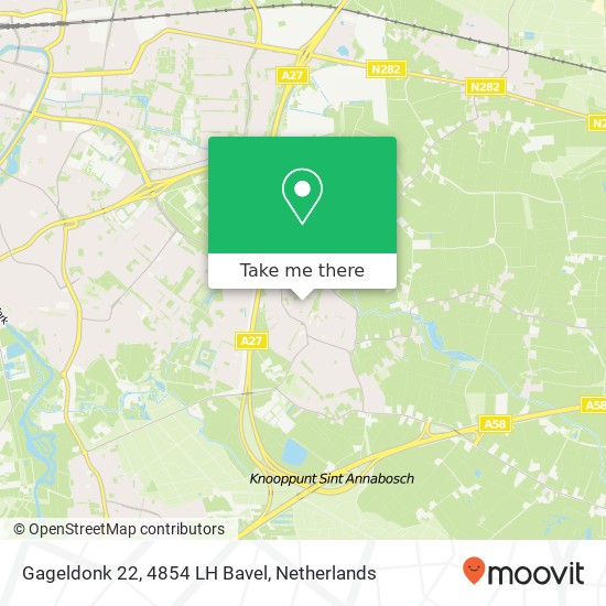 Gageldonk 22, 4854 LH Bavel kaart