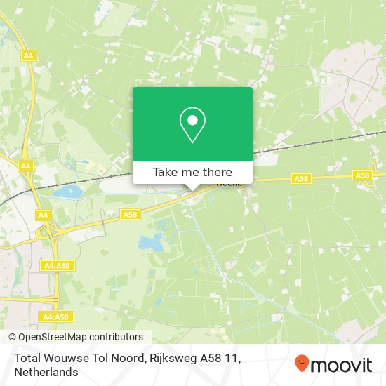 Total Wouwse Tol Noord, Rijksweg A58 11 kaart