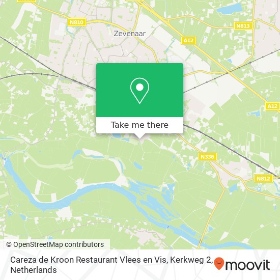 Careza de Kroon Restaurant Vlees en Vis, Kerkweg 2 kaart
