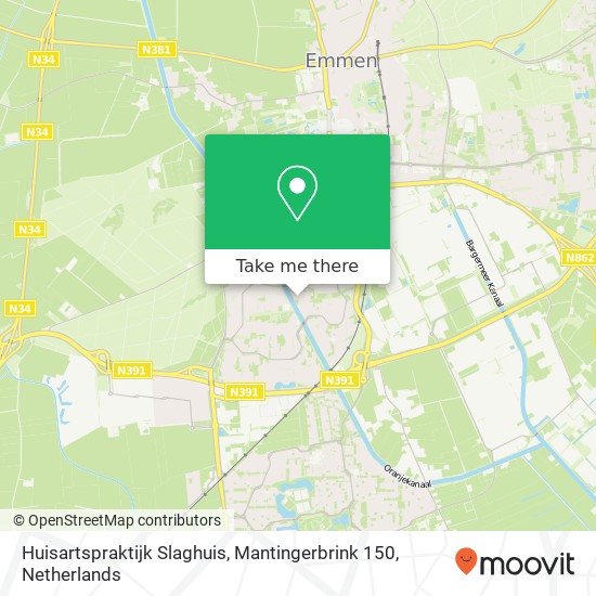 Huisartspraktijk Slaghuis, Mantingerbrink 150 kaart