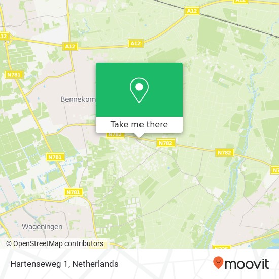 Hartenseweg 1, 6705 BH Wageningen-Hoog kaart