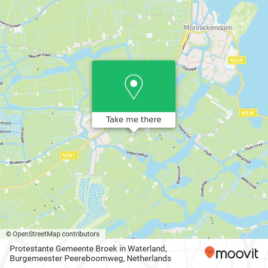 Protestante Gemeente Broek in Waterland, Burgemeester Peereboomweg kaart
