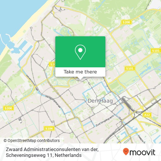 Zwaard Administratieconsulenten van der, Scheveningseweg 11 kaart