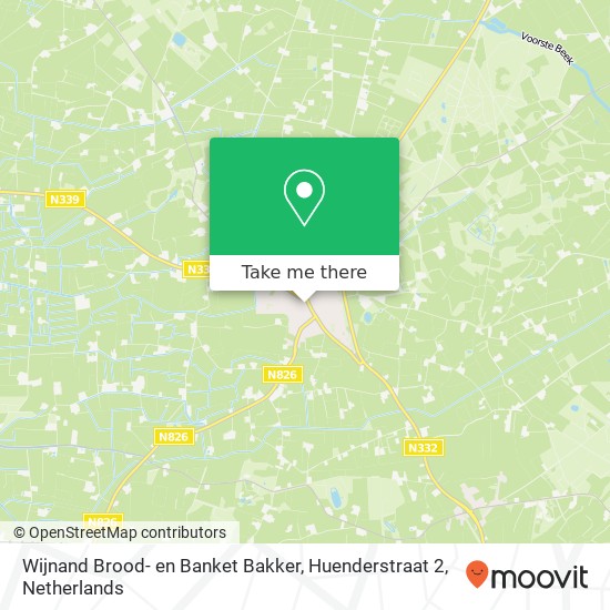 Wijnand Brood- en Banket Bakker, Huenderstraat 2 kaart